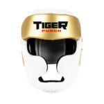 Tiger Punch Gold & White Artificial Leather Boxing Headguard