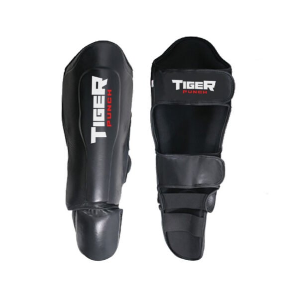 Tiger Punch Black Leather Shin Instep Guards